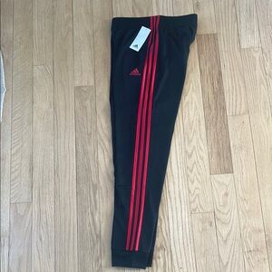Adidas Kids Black Track Pants with Red Stripes Jogger style size L 14/16